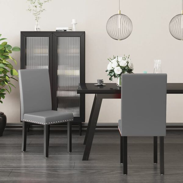vidaXL Sillas de comedor 2 unidades gris PVC
