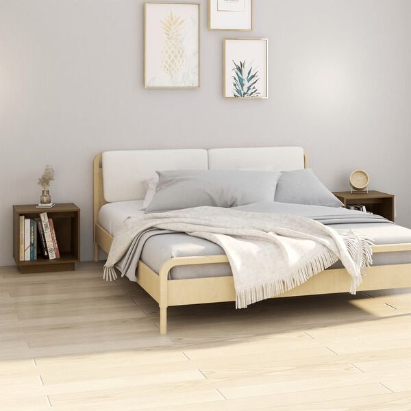 vidaXL Mesitas de noche 2 uds madera de pino marr&oacute;n miel 40x30x40 cm