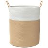 vidaXL Cesta de almacenaje algodón beige y blanco Ø38x46 cm