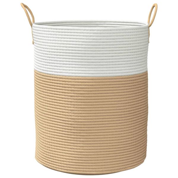 vidaXL Cesta de almacenaje algodón beige y blanco Ø38x46 cm