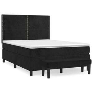 vidaXL Cama box spring con colch&oacute;n terciopelo negro 140x200 cm