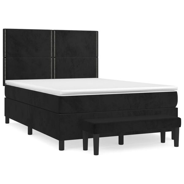 vidaXL Cama box spring con colch&oacute;n terciopelo negro 140x200 cm