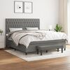 vidaXL Cama box spring con colch&oacute;n tela gris oscuro 180x200 cm