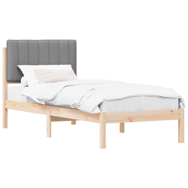 vidaXL Estructura de Cama con Cabecera Tapizada Gris Claro 75 x 190 cm