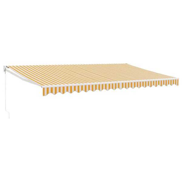vidaXL Toldo retr&aacute;ctil aluminio y tela amarillo y blanco 5x3 m
