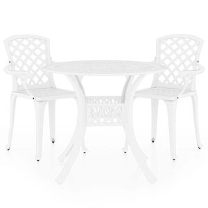vidaXL Mesa y sillas de bistr&oacute; 3 piezas aluminio fundido blanco