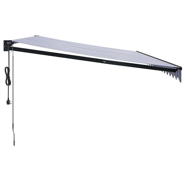 vidaXL Toldo retr&aacute;ctil autom&aacute;tico azul y blanco 5x3 m