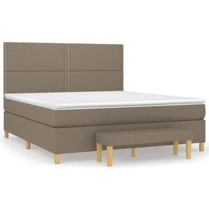 vidaXL Cama box spring con colch&oacute;n tela gris taupe 180x200 cm