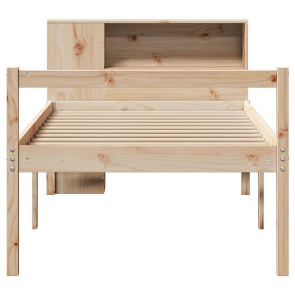 vidaXL Cama con estantería sin colchón madera maciza de pino 75x190 cm