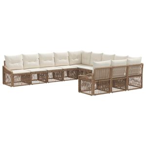 vidaXL Conjunto de sof&aacute;s de jard&iacute;n 11 uds. Beige rat&aacute;n sint&eacute;tico