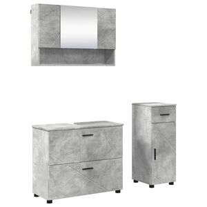 vidaXL Juego de muebles de ba&ntilde;o con caj&oacute;n 3 pcs Gris Concreto