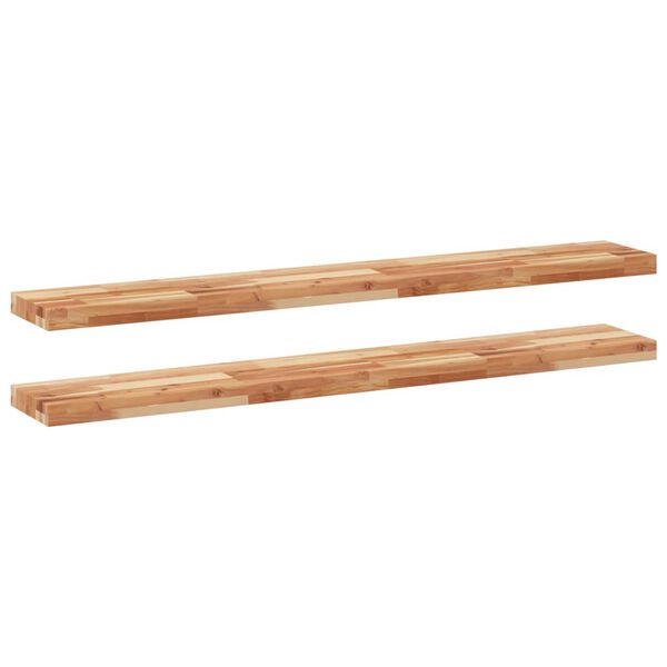 vidaXL Estante flotante 2 uds madera acacia acabado aceite 140x20x4 cm