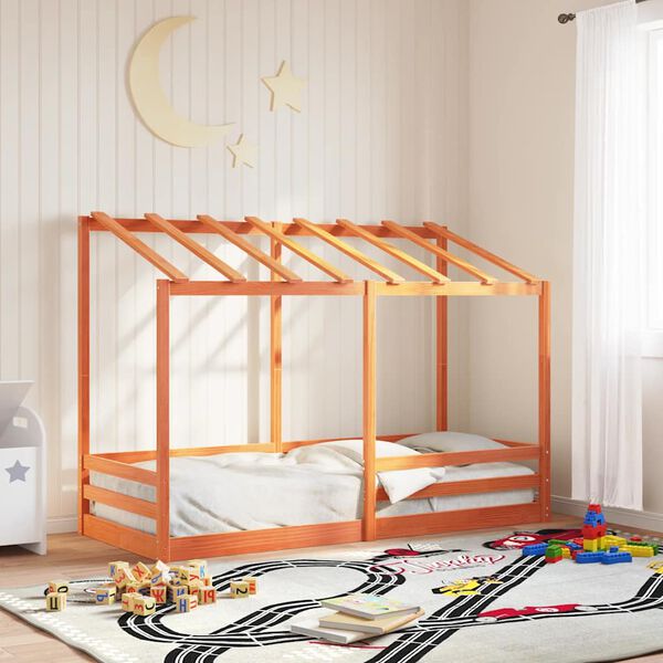 vidaXL Techo de cama infantil madera maciza marr&oacute;n 75x190 cm