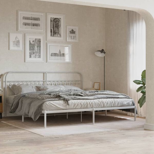 vidaXL Estructura cama sin colch&oacute;n con cabecero metal blanco 193x203cm