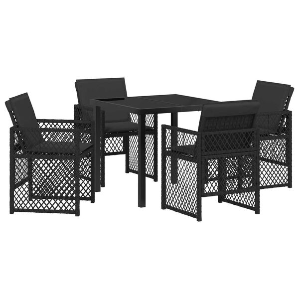 vidaXL Conjunto de Comedor de Jard&iacute;n 5 pcs Negro rat&aacute;n sint&eacute;tico