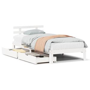 vidaXL Estructura cama con cajones madera maciza pino blanco 75x190 cm