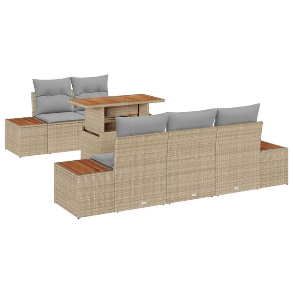 vidaXL Conjunto de Comedor de Jard&iacute;n con coj&iacute;n 6 pcs Beige y gris
