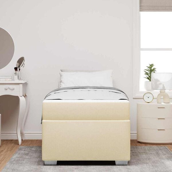 vidaXL Estructura de cama con colch&oacute;n Crema 80 x 200 cm tela