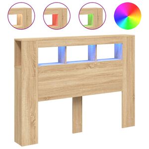 vidaXL Cabecero LED madera ingenier&iacute;a roble Sonoma 140x18,5x103,5 cm