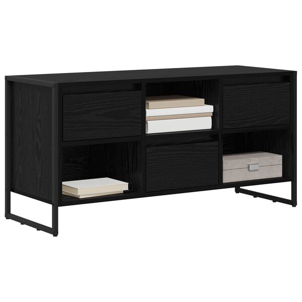 vidaXL Gabinete de TV con caj&oacute;n Roble Negro 100 x 36 x 49,5 cm