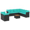 vidaXL Set de sof&aacute;s de jard&iacute;n 11 pzas y cojines rat&aacute;n sint&eacute;tico negro