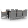 vidaXL Set comedor de jard&iacute;n 9 pzas y cojines rat&aacute;n sint&eacute;tico y vidrio