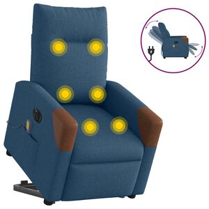 vidaXL Sill&oacute;n de masaje el&eacute;ctrico reclinable elevable de tela azul