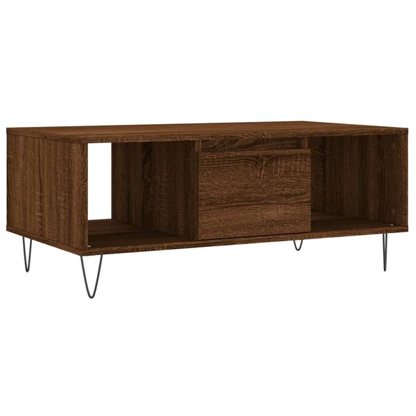 vidaXL Mesa de centro madera contrachapada marr&oacute;n roble 90x50x36,5 cm