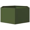 vidaXL Jardinera hexagonal de acero verde oliva 104x90x45 cm