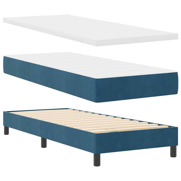 vidaXL Cama tipo Box Spring Azul Oscuro 200 x 80 cm Poli&eacute;ster