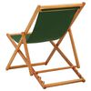 vidaXL Silla de playa plegable madera de eucalipto y tela verde