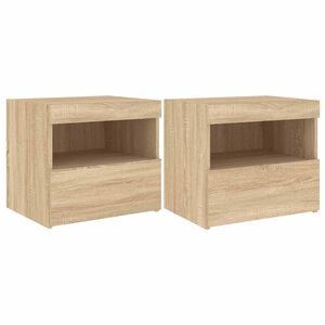 vidaXL Mesitas de noche con luces LED 2 uds roble Sonoma 50x40x45 cm