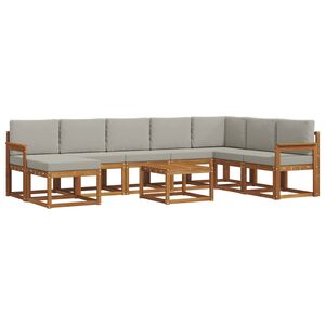 vidaXL Conjunto de sof&aacute;s de exterior 9 pcs Gris Natural y Claro