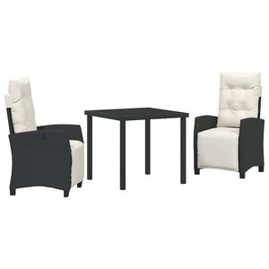 vidaXL Conjunto de Comedor de Jard&iacute;n 3 pcs Negro rat&aacute;n sint&eacute;tico