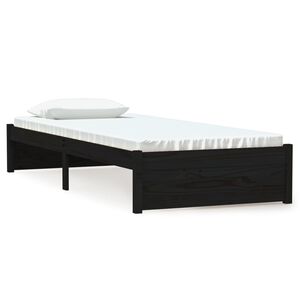 vidaXL Estructura de cama sin colch&oacute;n madera maciza negro 75x190 cm
