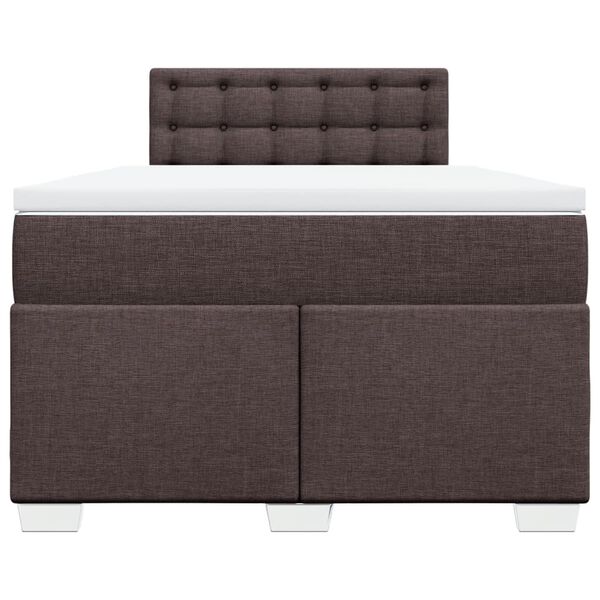 vidaXL Cama box spring con colch&oacute;n tela marr&oacute;n oscuro 120x190 cm
