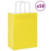 vidaXL Bolsas de papel con asas 50 uds amarillas 21x11x28 cm