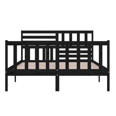 vidaXL Estructura de cama de madera maciza negro 150x200 cm