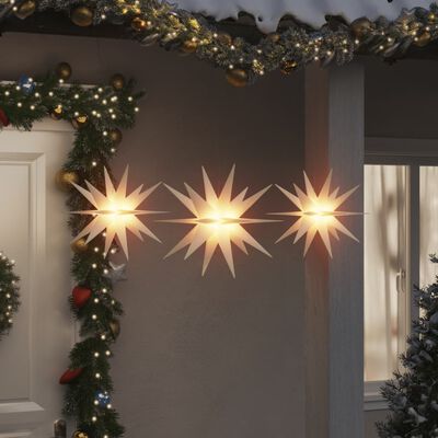 vidaXL Lámparas de Navidad LED plegables 3 unidades blanco