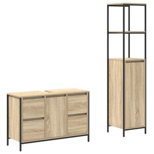 vidaXL Juego de muebles de ba&ntilde;o con caj&oacute;n 2 pcs Roble Sonoma y Negro