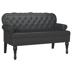 vidaXL Banco Chesterfield Negro 119,5 x 64,5 x 75 cm Cuero sint&eacute;tico