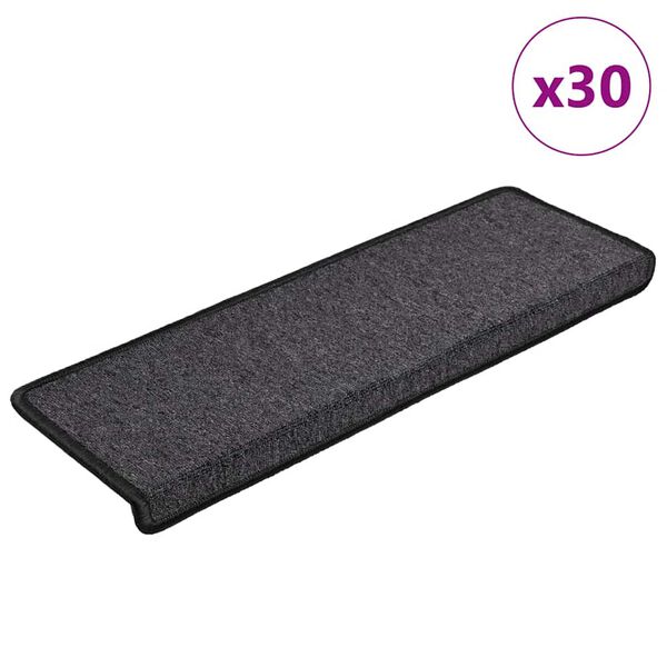 vidaXL Felpudos para escaleras 30 unidades 65x21x4 cm antracita borde rectangular