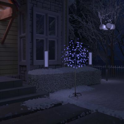 vidaXL Árbol de Navidad 120 LEDs luz azul fría flores de cerezo 150 cm