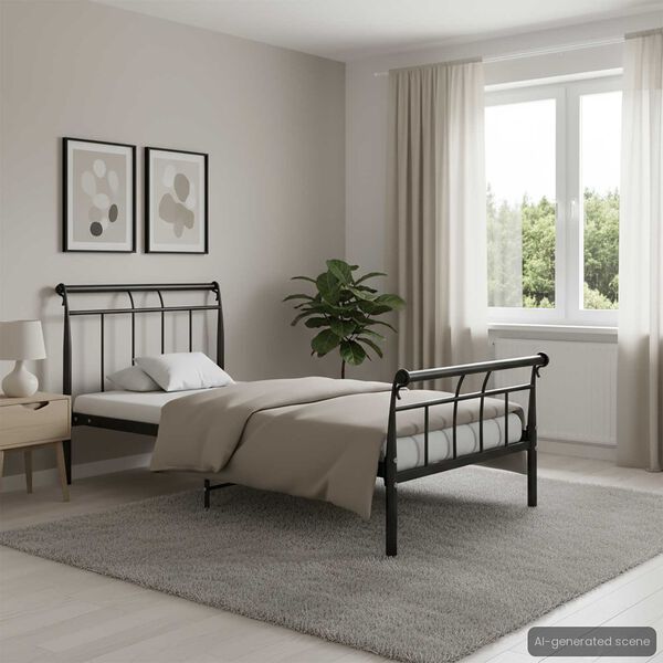 vidaXL Estructura de cama sin colch&oacute;n metal negro 100x200 cm