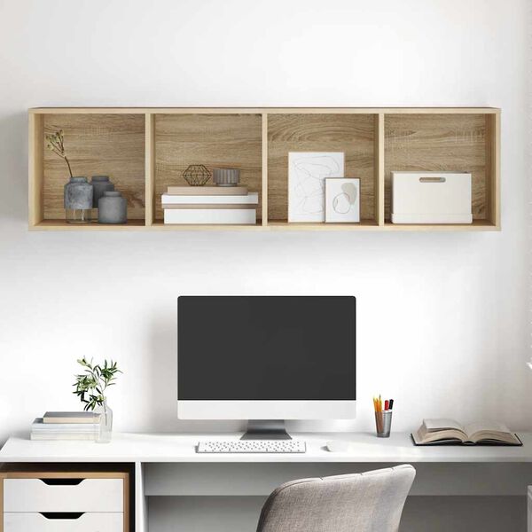 vidaXL Mueble TV pared contrachapada color roble Sonoma 37x37x142,5 cm