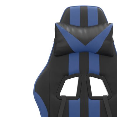 vidaXL Silla gaming giratoria y reposapiés cuero sintético negro azul