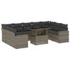 vidaXL Set de sof&aacute;s de jard&iacute;n 10 pzas con cojines rat&aacute;n sint&eacute;tico gris