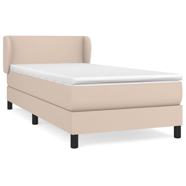 vidaXL Cama box spring con colch&oacute;n cuero sint&eacute;tico capuchino 90x190 cm