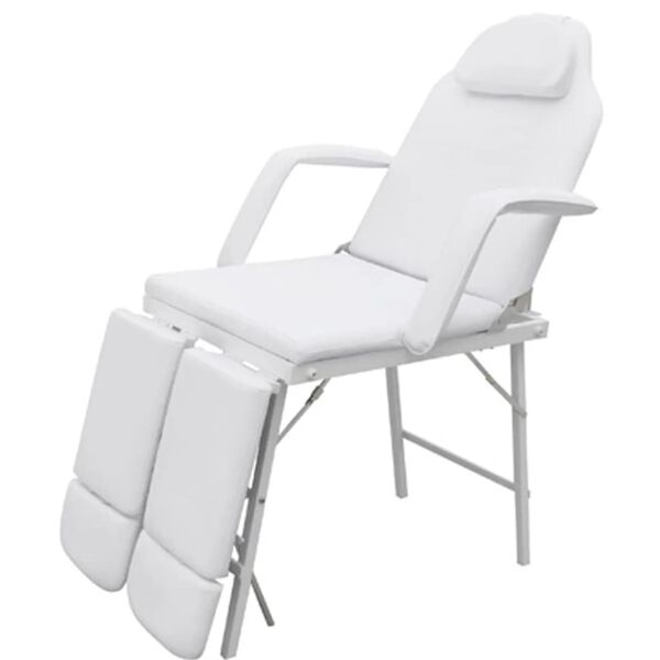 Silla de masaje y tratamiento con apoyo para piernas ajustable, blanca