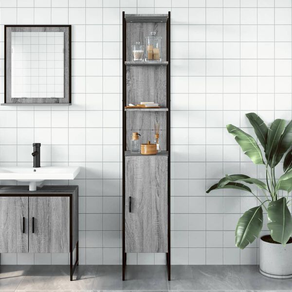 vidaXL Armario de ba&ntilde;o madera de ingenier&iacute;a gris Sonoma 33x33x185,5 cm
